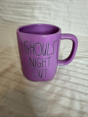 Rae Dunn Purple Ceramic Mug with Black Lettering - "Ghouls' Night Out"